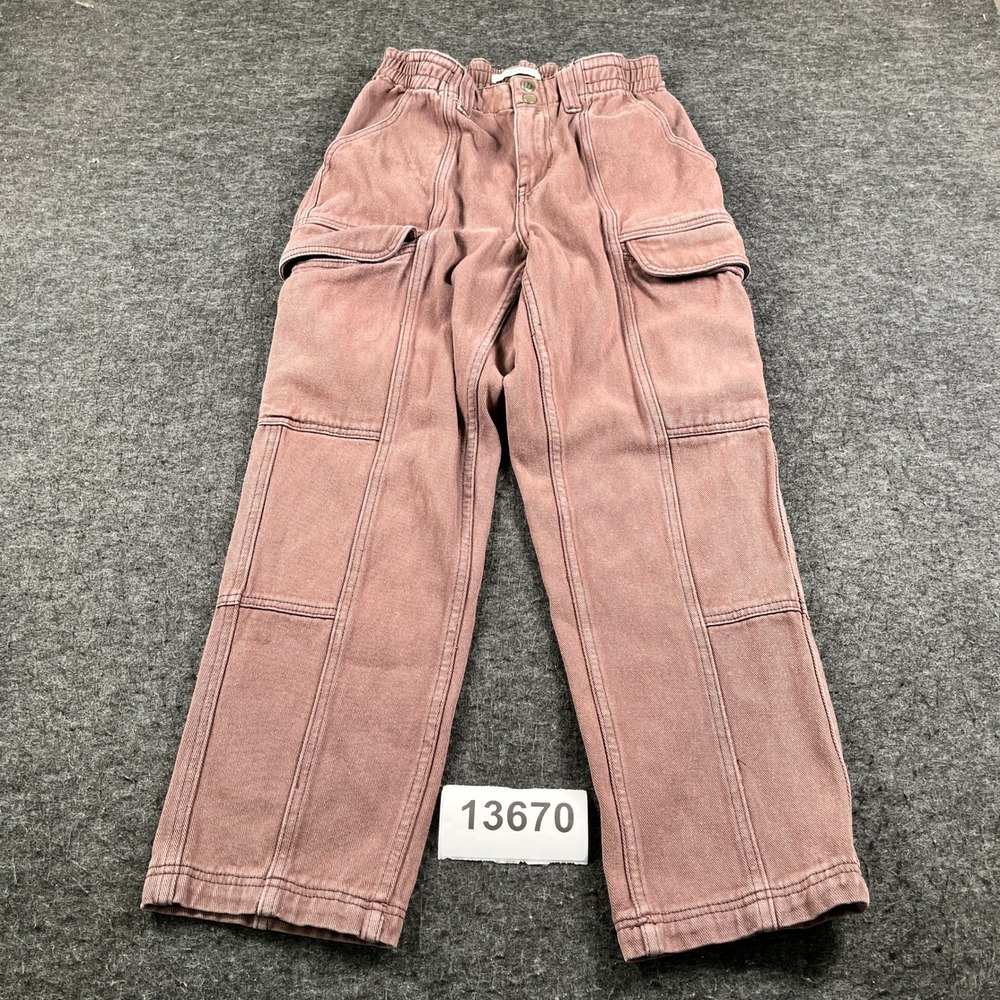 PacSun Cargo Pants Womens Small Rose Pink Elastic Waist Streetwear Straight Leg